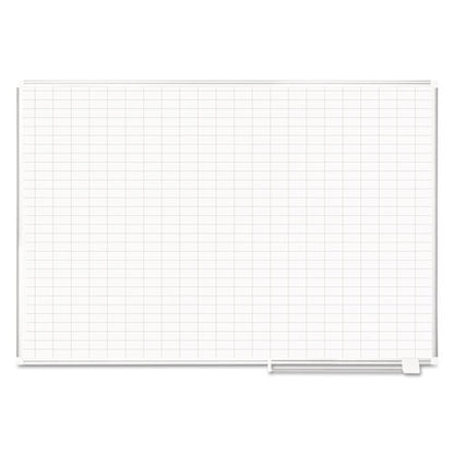 Gridded Magnetic Porcelain Dry Erase Planning Board, 1 X 2 Grid, 72 X 48, White Surface, Silver Aluminum Frame