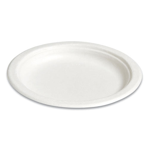 Pfas-free Compostable Bagasse Plates, 6" Dia, White, 250/pack