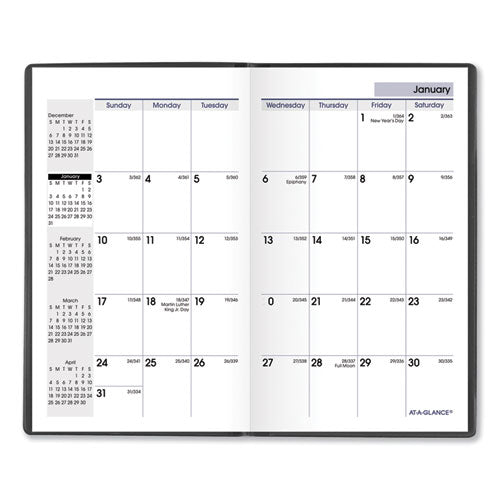 Dayminder Pocket-sized Monthly Planner, Unruled Blocks, 6 X 3.5, Black Cover, 14-month (dec To Jan): 2023 To 2025