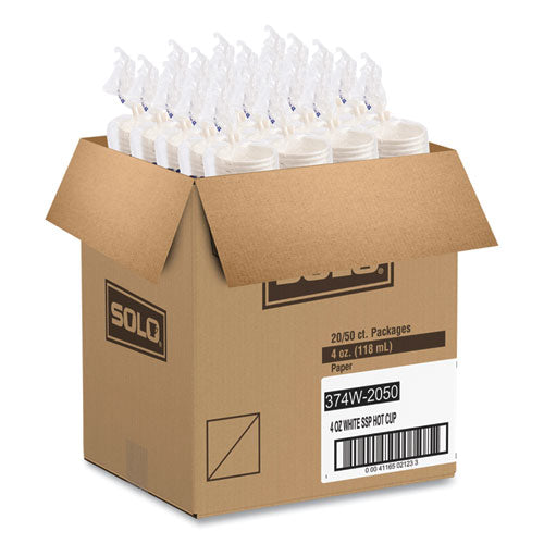 Single-sided Poly Paper Hot Cups, 4 Oz, White, 50 Bag, 20 Bags/carton