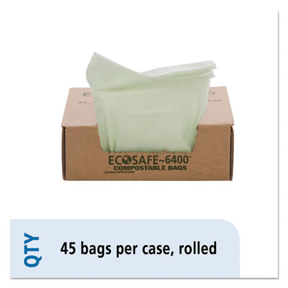 Ecosafe-6400 Bags, 13 Gal, 0.85 Mil, 24" X 30", Green, 45/box