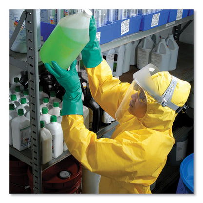 A70 Chemical Spray Protection Coveralls, Hooded, Storm Flap, Large, Yellow, 12/carton