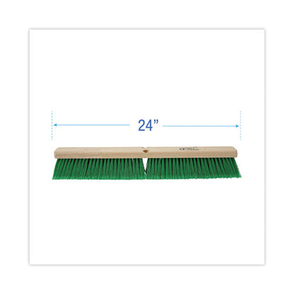 Floor Broom Head, 3" Green Flagged Recycled Pet Plastic Bristles, 24" Brush