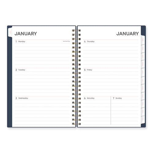 Ashlyn Weekly/monthly Planner, Floral Artwork, 8 X 5, Navy/multicolor Cover, 12-month (jan To Dec): 2024