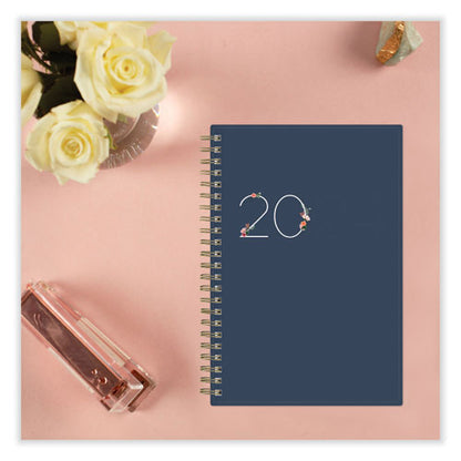 Ashlyn Weekly/monthly Planner, Floral Artwork, 8 X 5, Navy/multicolor Cover, 12-month (jan To Dec): 2024