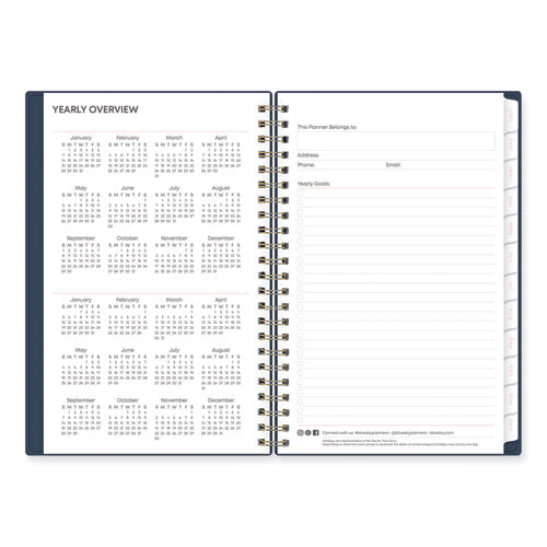 Ashlyn Weekly/monthly Planner, Floral Artwork, 8 X 5, Navy/multicolor Cover, 12-month (jan To Dec): 2024