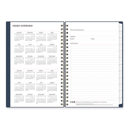 Ashlyn Weekly/monthly Planner, Floral Artwork, 8 X 5, Navy/multicolor Cover, 12-month (jan To Dec): 2024