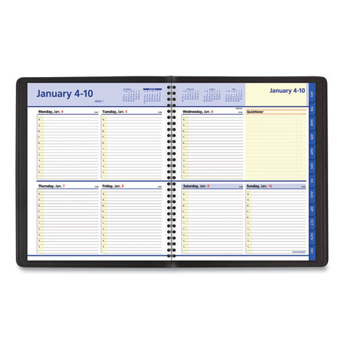 Quicknotes Weekly Block Format Appointment Book, 10 X 8, Black Cover, 12-month (jan To Dec): 2024