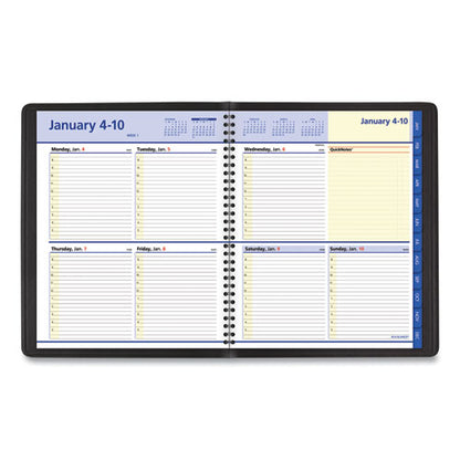 Quicknotes Weekly Block Format Appointment Book, 10 X 8, Black Cover, 12-month (jan To Dec): 2024