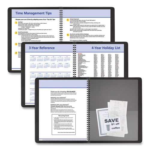 Quicknotes Weekly Block Format Appointment Book, 10 X 8, Black Cover, 12-month (jan To Dec): 2024