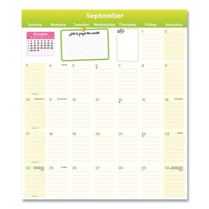 Fridge Planner Magnetized Monthly Calendar With Pads + Pencil, 14 X 13.5, Yellow/green Sheets, 16-month (sept-dec): 2024-2025