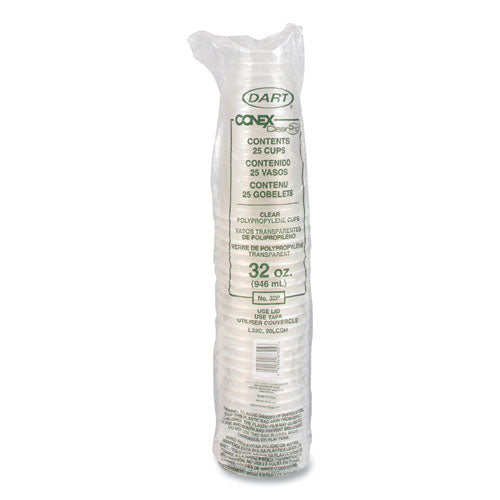 Conex Clearpro Plastic Cold Cups, Cold Cups, 32 Oz, Clear, 25/bag, 20 Bags/carton