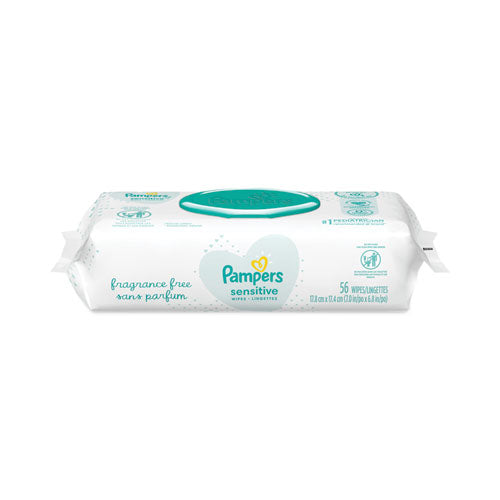 Sensitive Baby Wipes, 1-ply, 6.8 X 7, Unscented, White, 56/pack, 8 Packs/carton