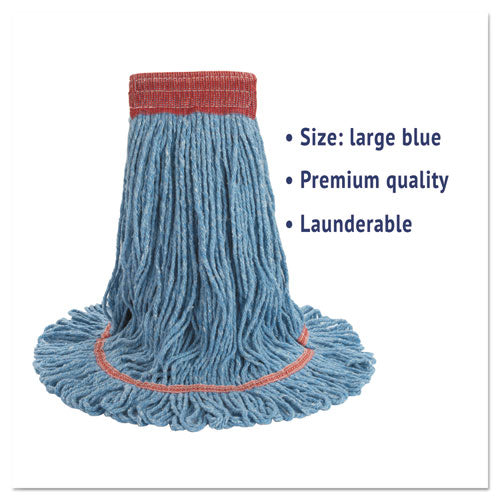 Super Loop Wet Mop Head, Cotton/synthetic Fiber, 5" Headband, Large Size, Blue