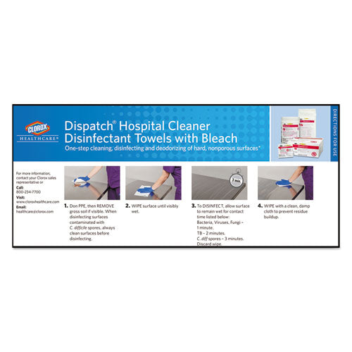 Dispatch Cleaner Disinfectant Towels, 1-ply, 6.75 X 8, Unscented, White, 150/canister, 8 Canisters/carton