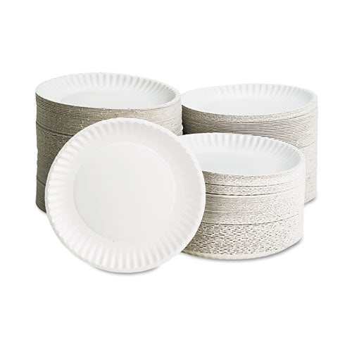 White Paper Plates, 9" Dia, 100/pack