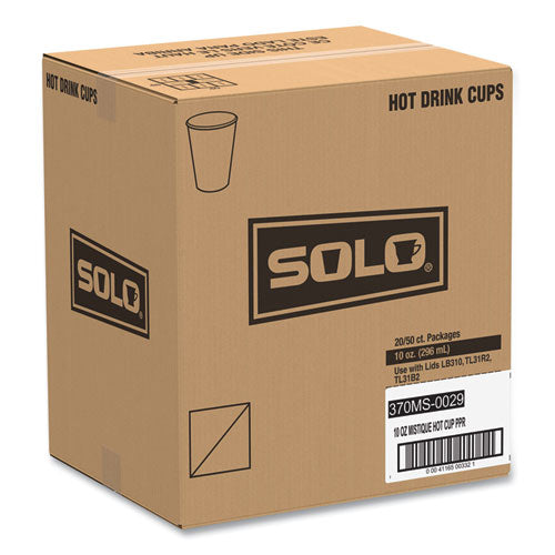 Single Sided Poly Paper Hot Cups, 10 Oz, Mistique Design, 50/bag, 20 Bags/carton