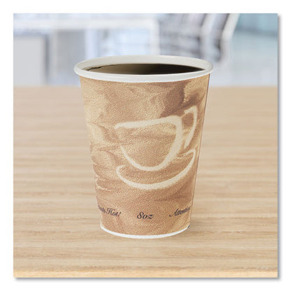 Mistique Polycoated Hot Paper Cups, 8 Oz, Printed, Brown, 50/ Sleeve, 20 Sleeves/carton