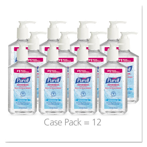 Advanced Hand Sanitizer Refreshing Gel, 12 Oz Pump Bottle, Clean Scent, 12/carton