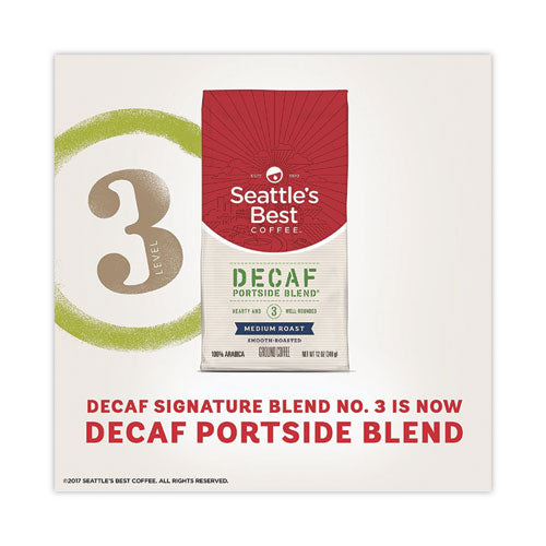 Port Side Blend Ground Coffee, Decaffeinated Medium Roast, 12 Oz Bag, 6/carton