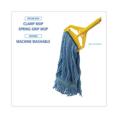 Super Loop Wet Mop Head, Cotton/synthetic Fiber, 1" Headband, Medium Size, Blue, 12/carton