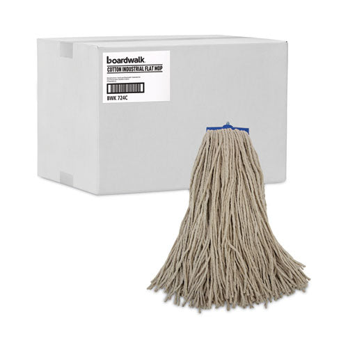 Cut-end Lie-flat Wet Mop Head, Cotton, 24oz, White