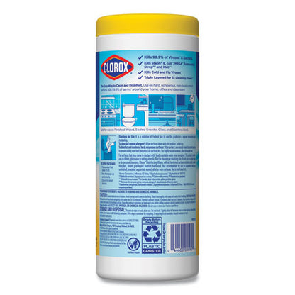 Disinfecting Wipes, 1-ply, 7 X 8, Crisp Lemon, White, 35/canister