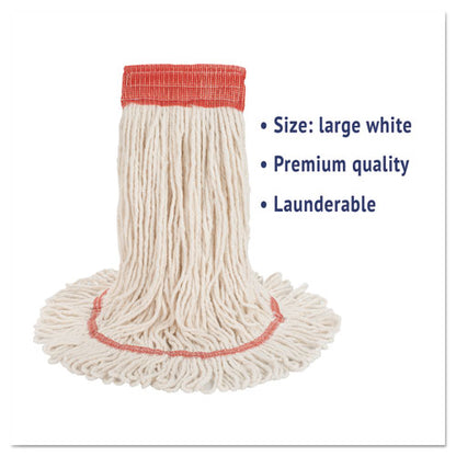 Super Loop Wet Mop Head, Cotton/synthetic Fiber, 5" Headband, Large Size, White