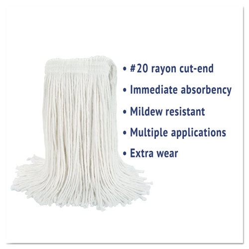 Cut-end Wet Mop Head, Rayon, No. 20, White