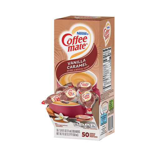 Liquid Coffee Creamer, Vanilla Caramel, 0.38 Oz Mini Cups, 50/box, 4 Boxes/carton, 200 Total/carton