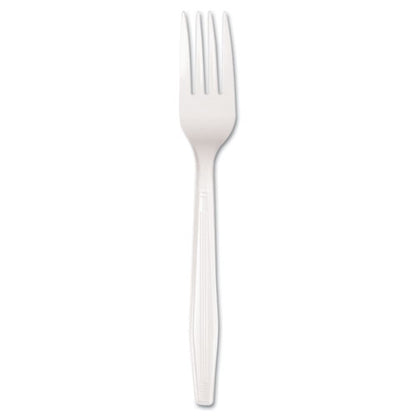 Mediumweight Polystyrene Cutlery, Fork, White, 100/box