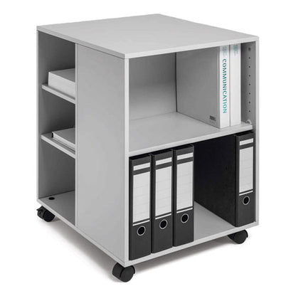 Flexible Multi-functional Cart For Office Storage, Wood, 6 Shelves, 20.79 X 23.31 X 29.45, Gray