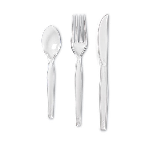 Cutlery Keeper Tray With Clear Plastic Utensils: 600 Forks, 600 Knives, 600 Spoons