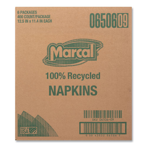 100% Recycled Luncheon Napkins, 11.4 X 12.5, White, 400/pack, 6pk/ct