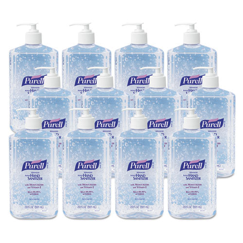 Advanced Hand Sanitizer Refreshing Gel, 20 Oz Pump Bottle, Clean Scent, 12/carton