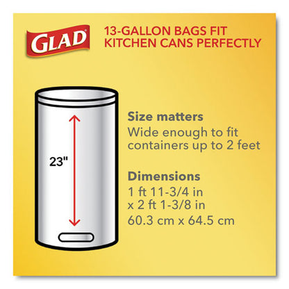 Odorshield Tall Kitchen Drawstring Bags, 13 Gal, 0.95 Mil, 24" X 27.38", White, 80/box