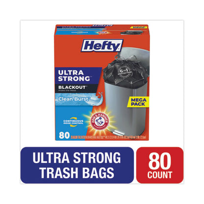 Ultra Strong Blackout Tall-kitchen Drawstring Bags, 13 Gal, 0.9 Mil, 23.75" X 24.88", Black, 80/box