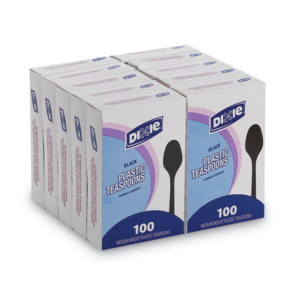 Plastic Cutlery, Heavy Mediumweight Teaspoons, Black, 1,000/carton