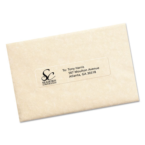 Matte Clear Easy Peel Mailing Labels W/ Sure Feed Technology, Laser Printers, 1 X 4, Clear, 20/sheet, 10 Sheets/pack