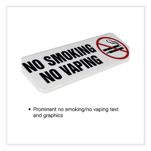 No Smoking No Vaping Indoor/outdoor Wall Sign, 9" X 3", Black Face, Black/red Graphics, 4/pack