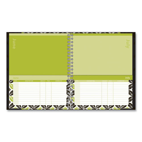 Monthly Home Finance Organizer, 5 Column Format, Black/green/white Cover, 11 X 9 Sheets, 30 Sheets/book