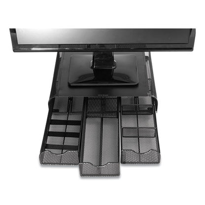 Perch Monitor Stand And Desk Organizer, 13" X 12.5" X 3", Black