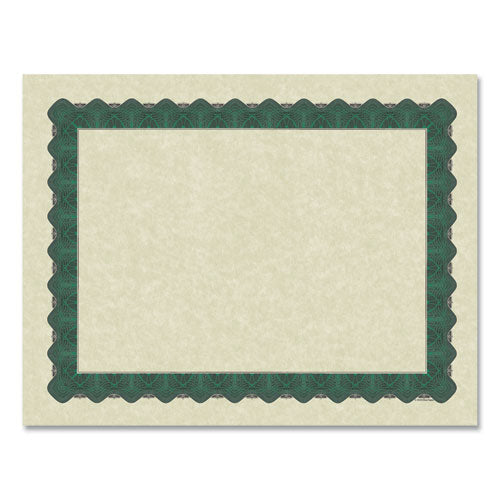 Metallic Border Certificates, 11 X 8.5, Ivory/green With Green Border, 100/pack