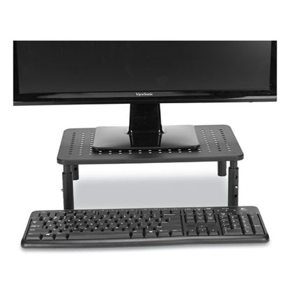 Adjustable Rectangular Monitor Stand, 14" X 9" X 3.25" To 5.25", Black, Supports 44 Lbs