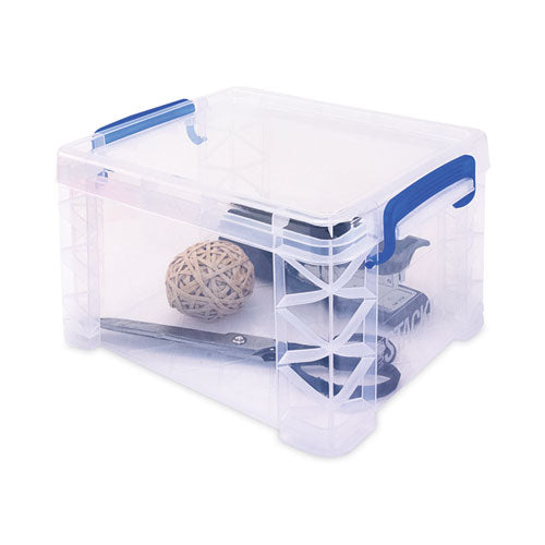 Super Stacker Lift-off Lid Storage Tote, 7.25" X 10.88" X 6.38", Transparent/blue