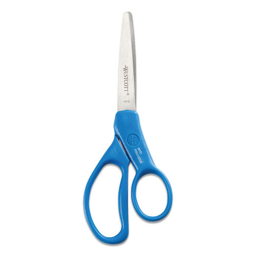 Student Scissors With Antimicrobial Protection, Pointed Tip, 7" Long, 3" Cut Length, Randomly Assorted Straight Handles