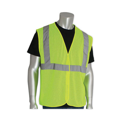 Ansi Class 2 Four Pocket Zipper Safety Vest, Polyester Mesh, 3x-large, Hi-viz Lime Yellow