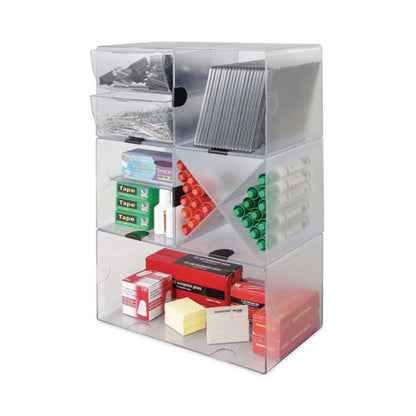 Stackable Cube Organizer, Double Cube, Plastic, 12 X 6 X 6, Clear