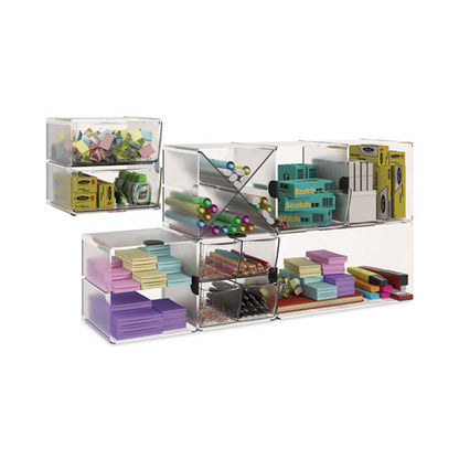 Stackable Cube Organizer, Double Cube, Plastic, 12 X 6 X 6, Clear