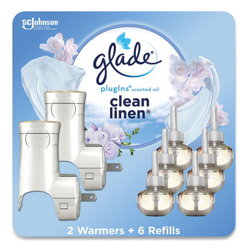 Plugin Scented Oil, Clean Linen, 0.67 Oz, 2 Warmers And 6 Refills/pack